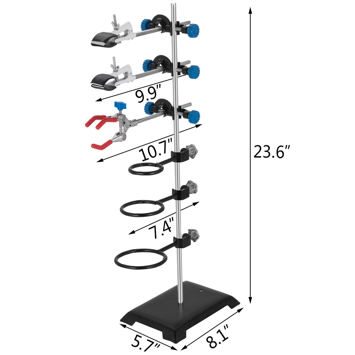 Laboratory Support Stand | 60cm Premium Iron Material | Flask Clamp & Condenser Clamp Kit