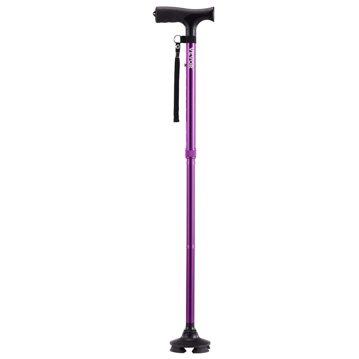 Folding Walking Cane | 8-Level Adjustable Height with 4-Prong Base