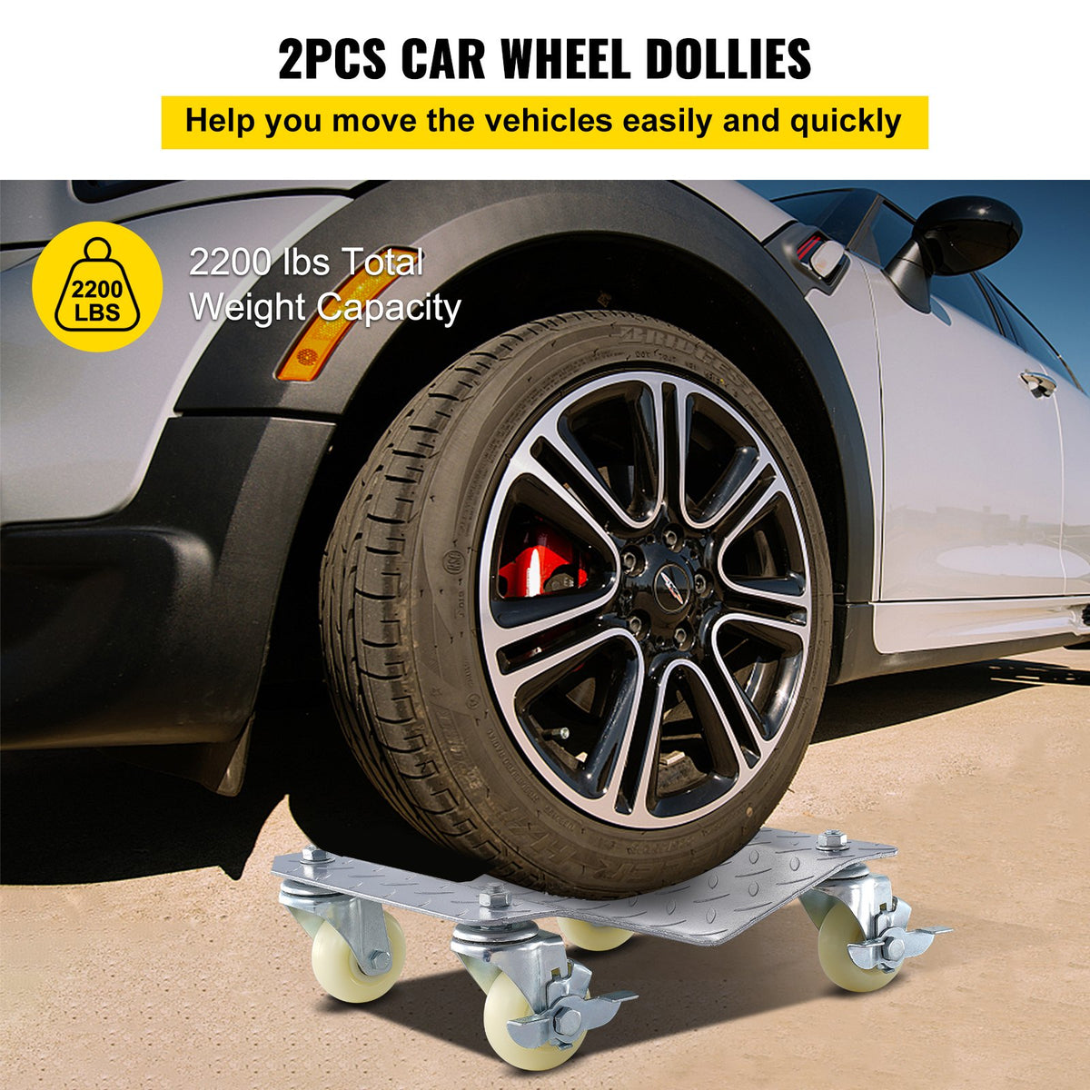 Tire Wheel Dollies | 12"x16" Platform with 3" Casters | Vehicle Repair & Moving Tool | Set of 2