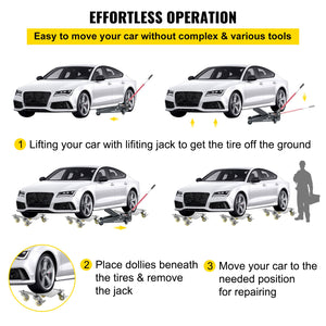 Tire Wheel Dollies | 12"x16" Platform with 3" Casters | Vehicle Repair & Moving Tool | Set of 2