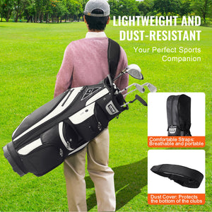 Golf Cart Bag 14-Way Divider | 13 Pockets | 600D Polyester | With Handles, Dust Cover & Detachable Straps | Black Colour-Block