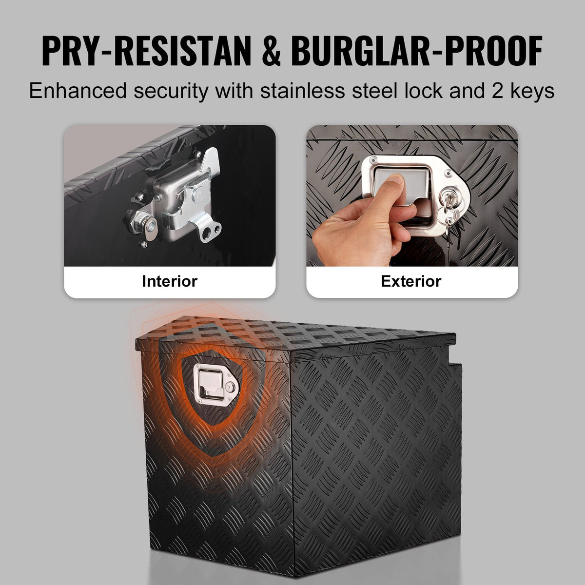 Trailer Tongue Box 29"x16.5"x18" | Aluminum Diamond Plate Tool Chest with Lock & Keys