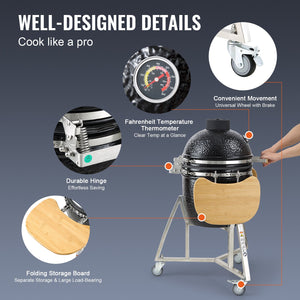 Portable Charcoal Grill | Stainless Steel BBQ Grill with Cart & Cover | Outdoor Smoker for Camping & Backyard