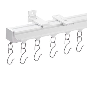Ceiling Curtain Track Set 1.8m | Room Divider Rail with Hooks | White