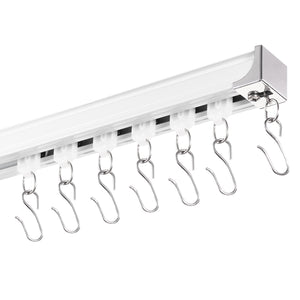 Ceiling Curtain Track Set 1.8m | Room Divider Rail with Hooks | White