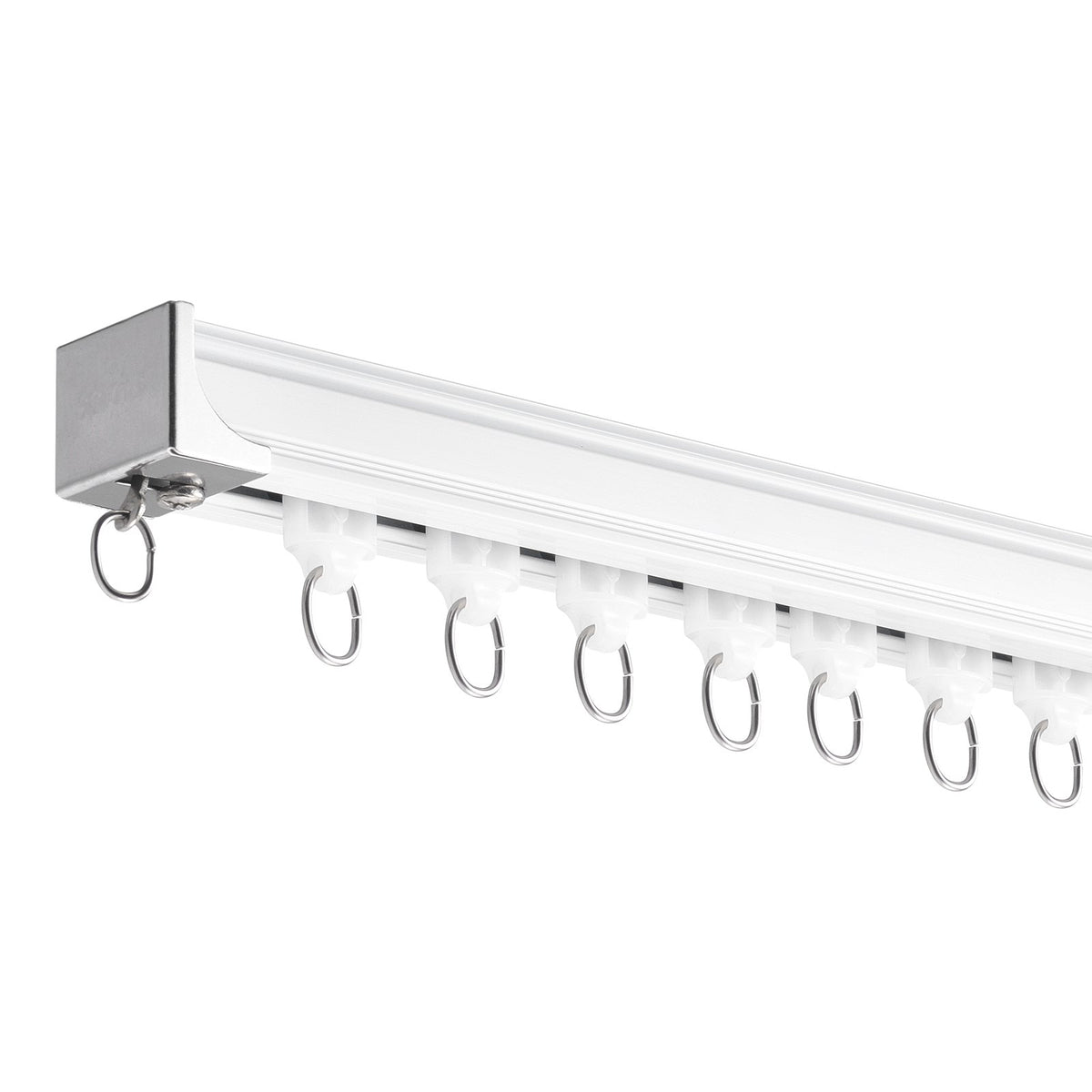 Ceiling Curtain Track Set 1.8m | Room Divider Rail with Hooks | White