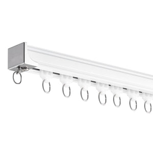 Ceiling Curtain Track Set 1.8m | Room Divider Rail with Hooks | White