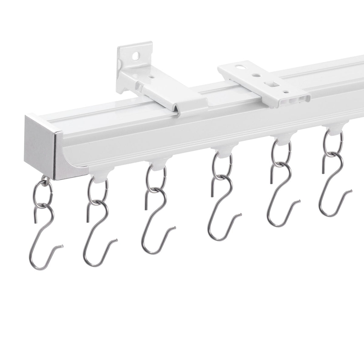 Ceiling Curtain Track Set 1.8m | Room Divider Rail with Hooks | White