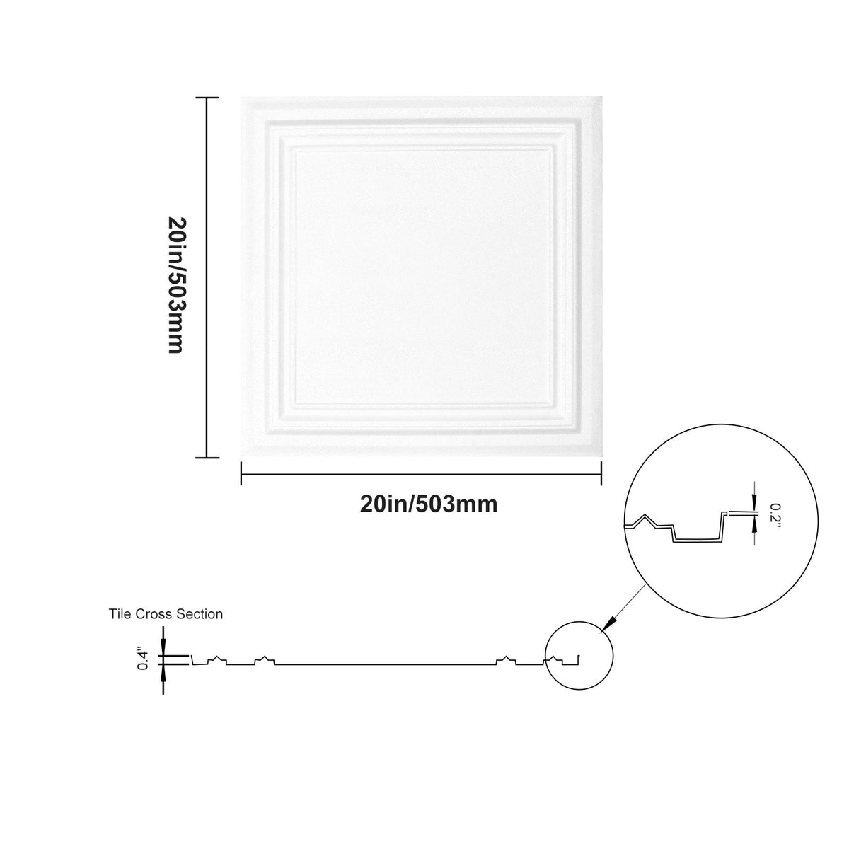 Ceiling Tiles 96-Pack | 20x20" Polystyrene Glue-Up Panels