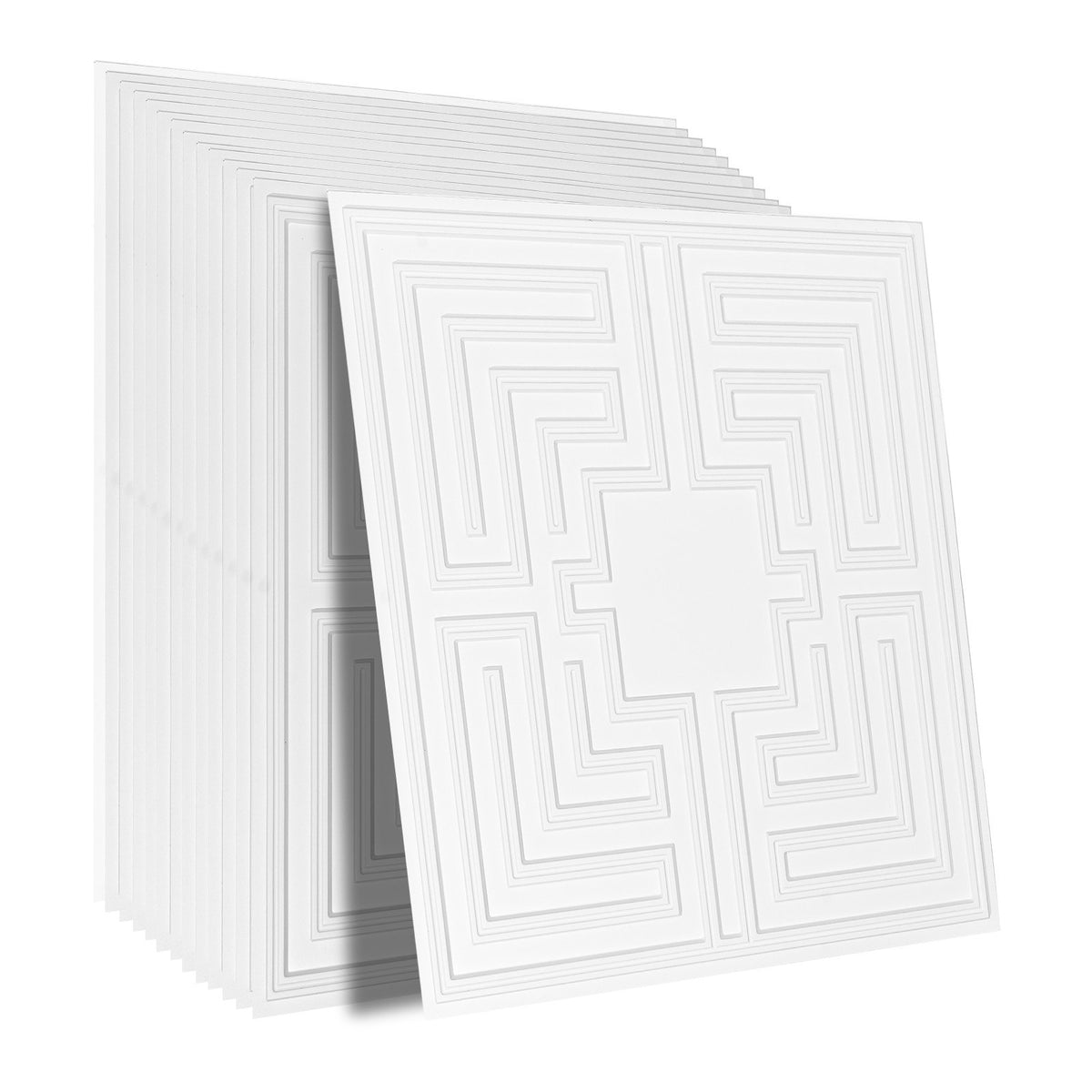 Ceiling Tiles | 12-Pack 24x24" PVC White Echo Pattern Panels