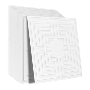 Ceiling Tiles | 12-Pack 24x24" PVC White Echo Pattern Panels