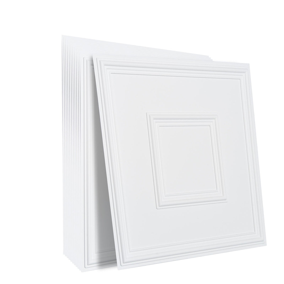 Ceiling Tiles 12-Pack | 24x24" PVC Glue-Up Panels | White Geometric