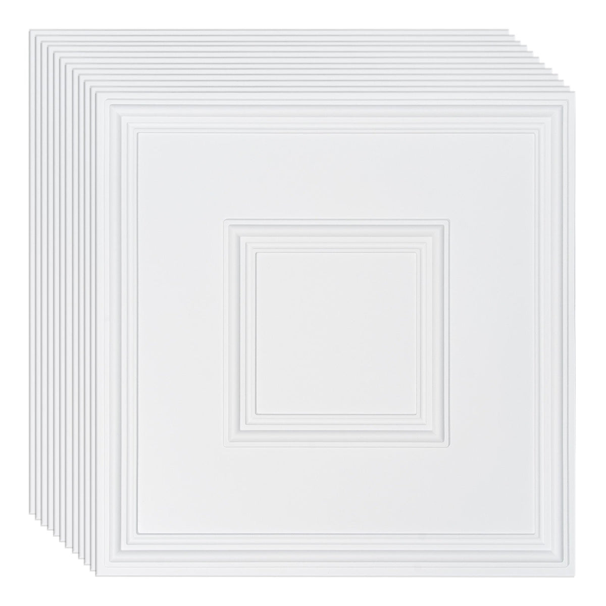 Ceiling Tiles 12-Pack | 24x24" PVC Glue-Up Panels | White Geometric
