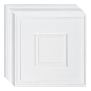 Ceiling Tiles 12-Pack | 24x24" PVC Glue-Up Panels | White Geometric