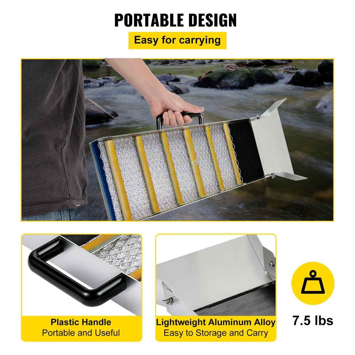 Aluminum Sluice Box 36" | Lightweight Gold Prospecting Box with Miner's Moss