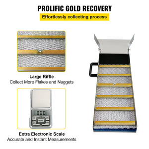Aluminum Sluice Box 36" | Lightweight Gold Prospecting Box with Miner's Moss