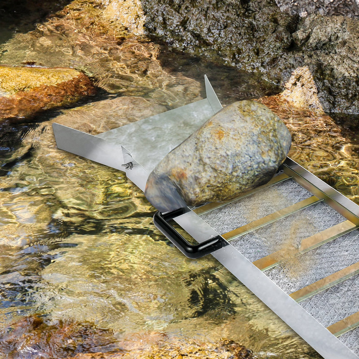 Aluminum Sluice Box 36" | Lightweight Gold Prospecting Box with Miner's Moss