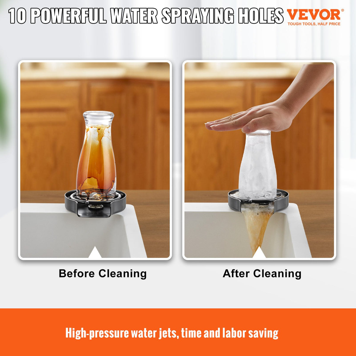 Glass Rinser | 10-Hole 360° Rotating Cup Washer with ABS Holder