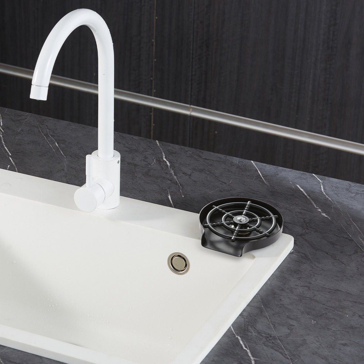 Glass Rinser | 10-Hole 360° Rotating Cup Washer with ABS Holder