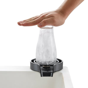 Glass Rinser | 10 Jet Rotating Cup Washer for Sink with ABS Cup Holder | For Baby Bottles, Glasses & Wine Glasses | Black Base