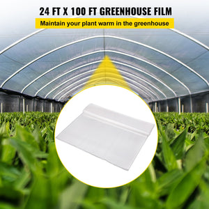 Greenhouse Film 24x100ft | 6 Mil Clear Polyethylene Sheeting | UV Proof Greenhouse Plastic Cover | For Gardening, Farming & Agriculture