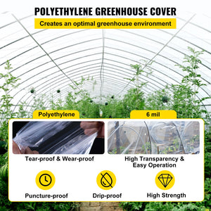 Greenhouse Film 24x100ft | 6 Mil Clear Polyethylene Sheeting | UV Proof Greenhouse Plastic Cover | For Gardening, Farming & Agriculture