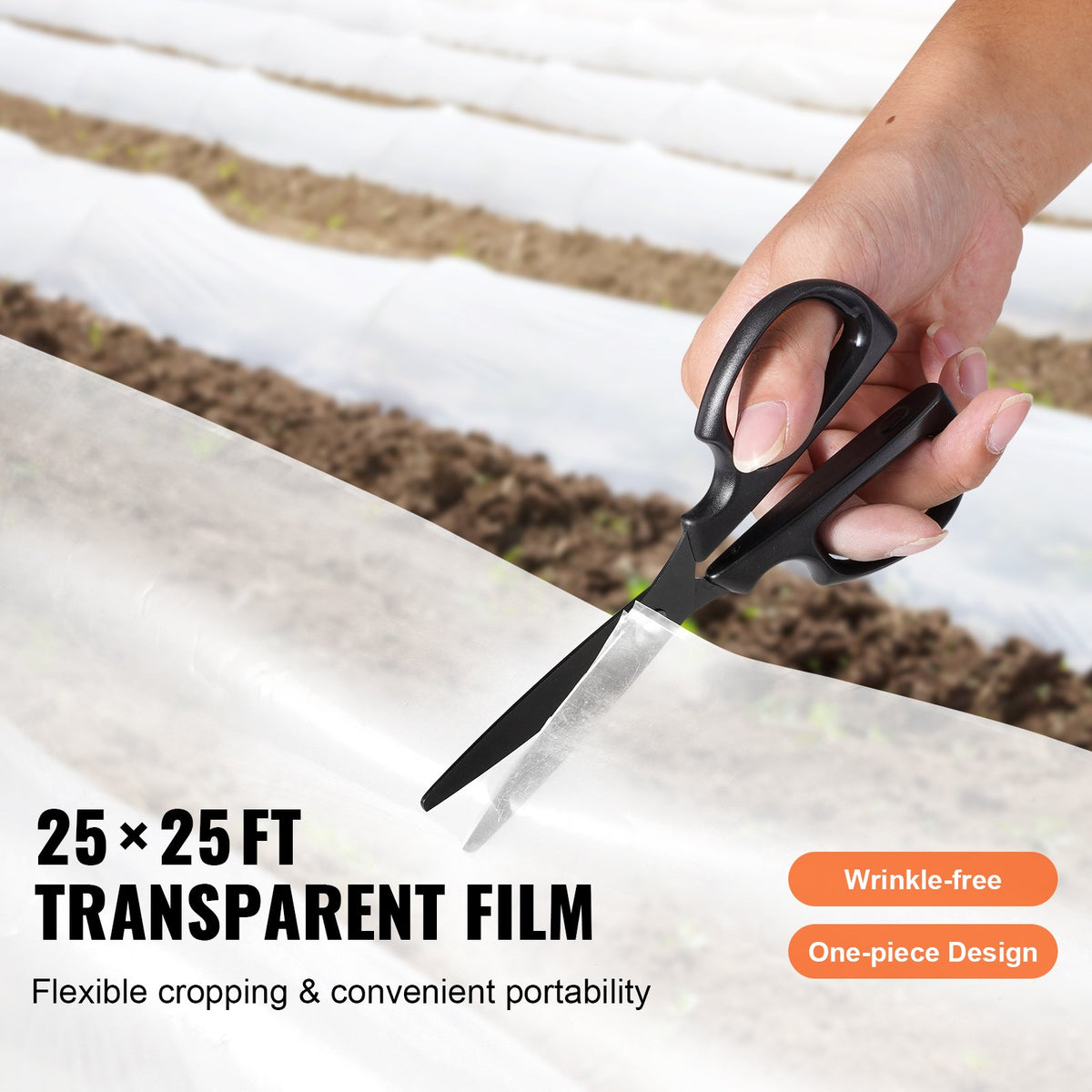 Greenhouse Film | 7.6x7.6m Clear Polyethylene 6 Mil | UV-Resistant Plastic Sheeting for Gardening & Agriculture