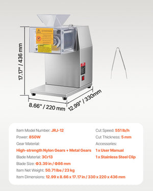 Meat Cutter Machine 850W | Commercial Stainless Steel Slicer