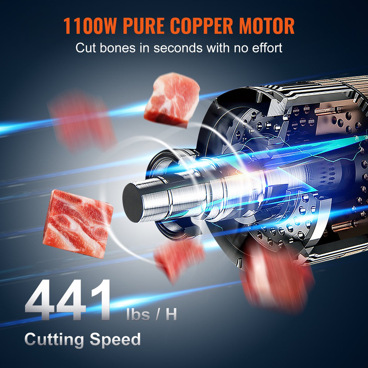 Commercial Meat Bandsaw 1100W | Stainless Steel Bone Saw | Adjustable 4mm-200mm Thickness | 6 Blades