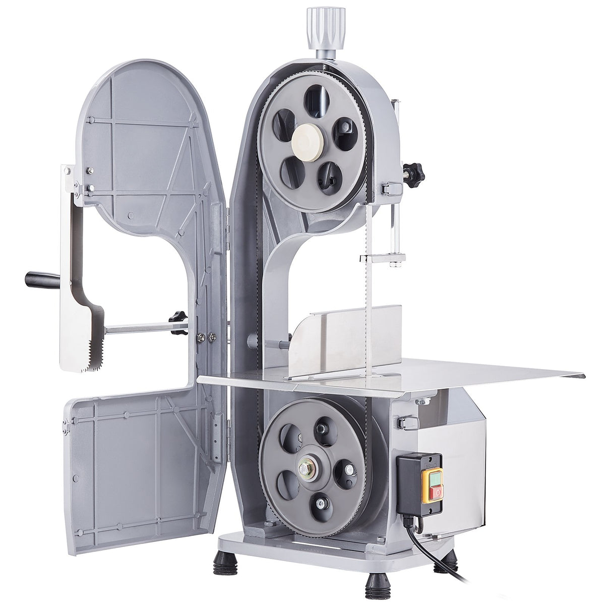 Commercial Meat Bandsaw 1100W | Stainless Steel Bone Saw | Adjustable 4mm-200mm Thickness | 6 Blades