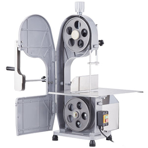 Commercial Meat Bandsaw 1100W | Stainless Steel Bone Saw | Adjustable 4mm-200mm Thickness | 6 Blades