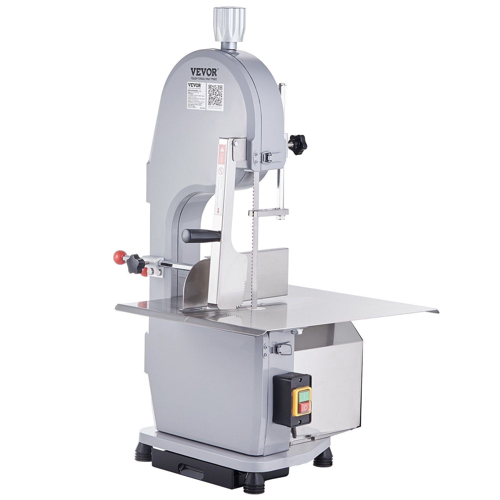 Commercial Meat Bandsaw 1500W | Stainless Steel Bone Saw | Adjustable 4mm-200mm Thickness | 6 Blades