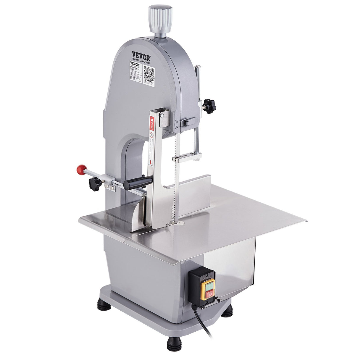 Commercial Meat Bandsaw 1500W | Stainless Steel Bone Saw | Adjustable 4mm-200mm Thickness | 6 Blades