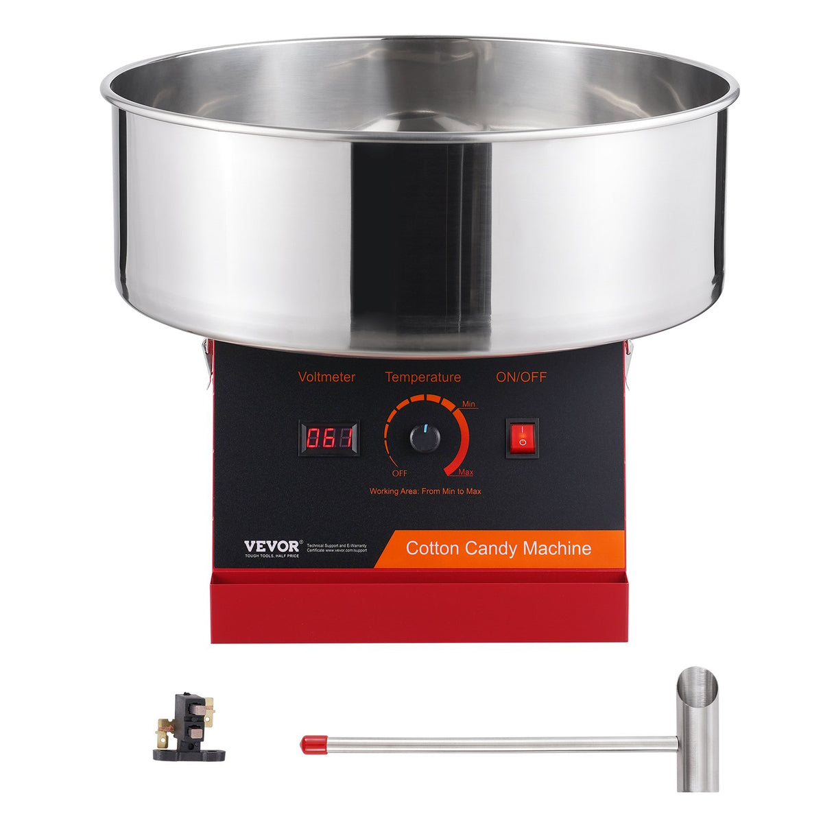 Cotton Candy Machine | 1000W Commercial Candy Floss Maker with Bowl & Scoop | Home & Party Use – Red