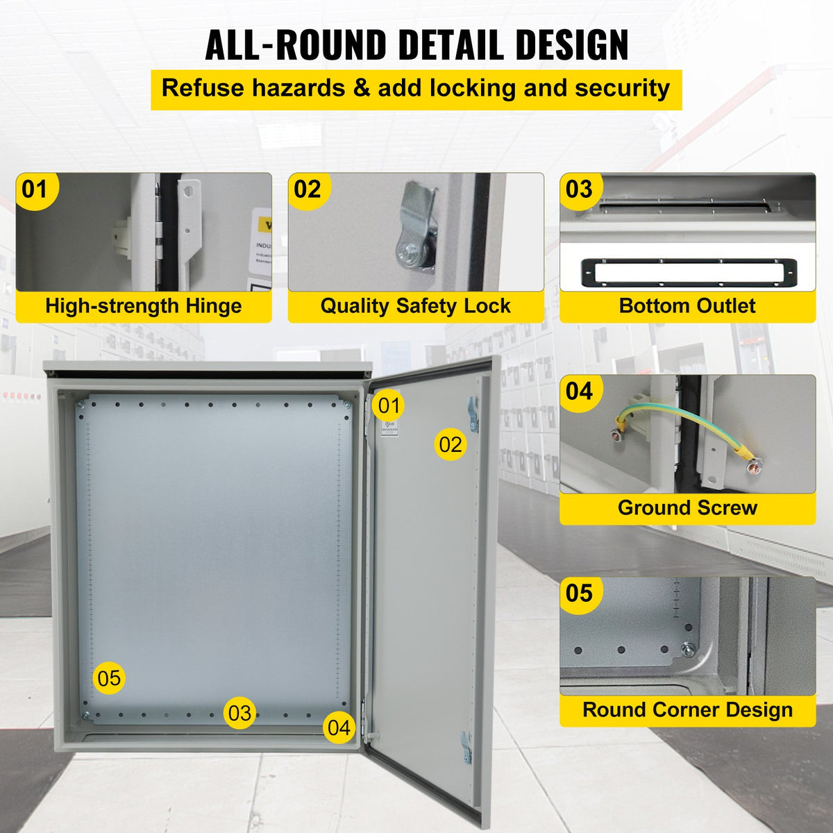 Electrical Enclosure Box | NEMA 4 Outdoor Steel Cabinet | 24"x24"x12" UL Rated