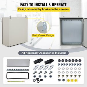 Electrical Enclosure Box | NEMA 4 Outdoor Steel Cabinet | 24"x24"x12" UL Rated