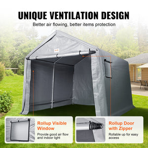 Storage Shelter | 7x12x7.36ft Portable Garage Shed with Zipper Door