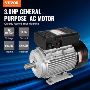 Electric Motor 2.2KW 2800RPM | Single Phase AC Motor | 24mm Shaft | CW/CCW Rotation | For Agricultural & Industrial Equipment