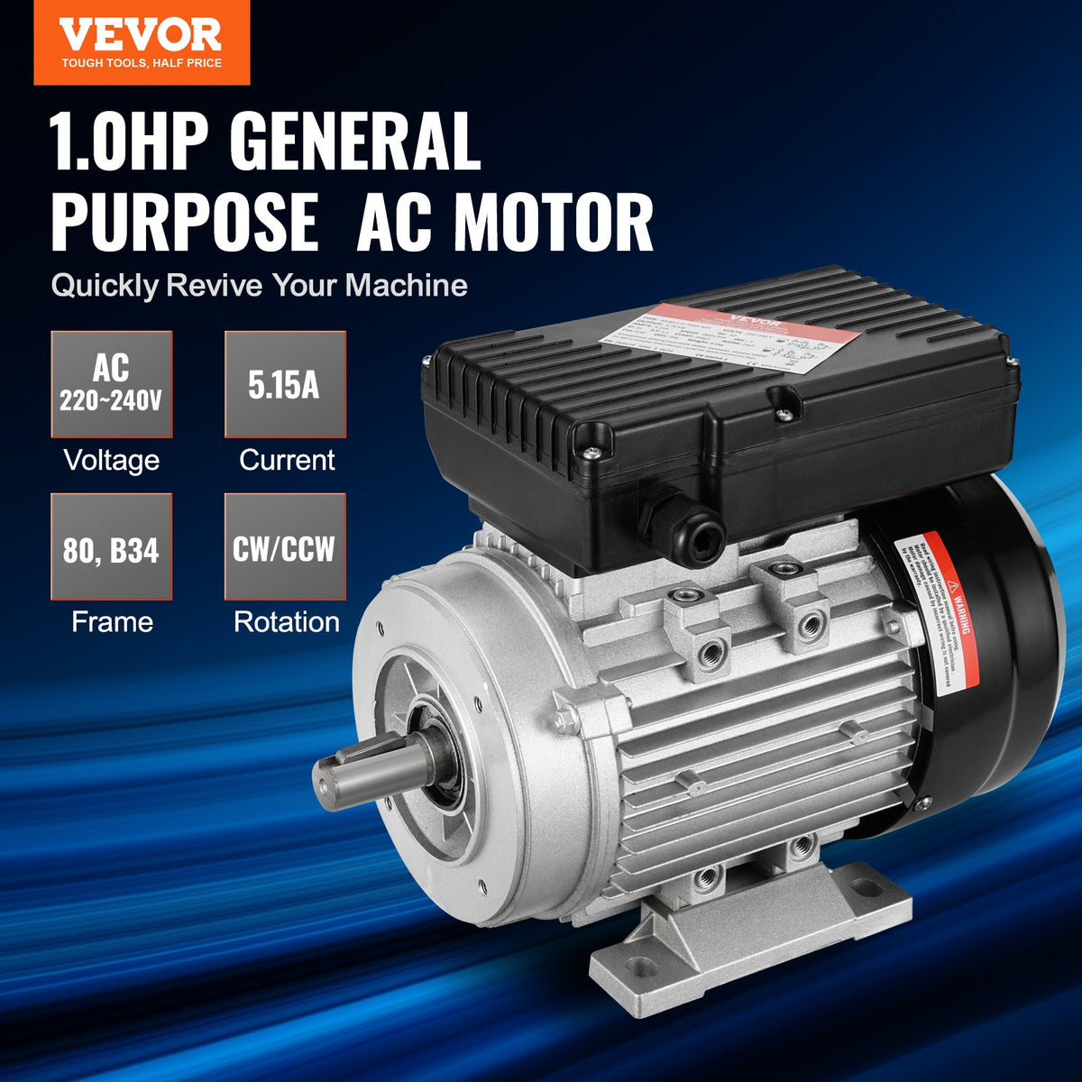 Electric Motor 2.2KW 2800RPM | Single Phase AC Motor with 24mm Shaft | CW/CCW Rotation