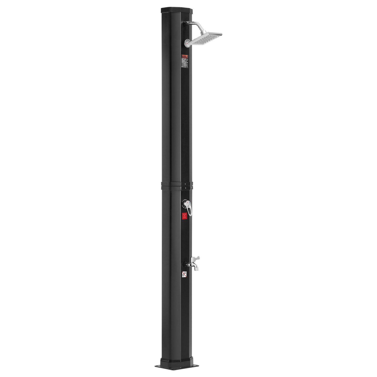 Outdoor Solar Heated Shower 35L | Poolside Shower Kit with Overhead & Foot Tap | Fast Assembly with Pre-Drilled Holes | For Backyard, Pool & Beach