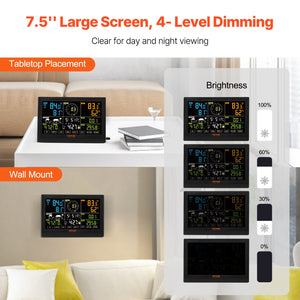 Wireless Weather Station 7-in-1 | Large Color Display | Indoor & Outdoor Data
