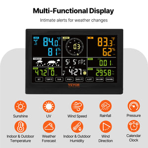 Wireless Weather Station 7-in-1 | Large Color Display | Indoor & Outdoor Data