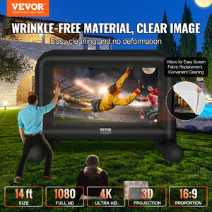 Inflatable Movie Screen | 14ft Outdoor Blow-Up Projector Screen with Blower & Carry Bag | Front/Rear Projection