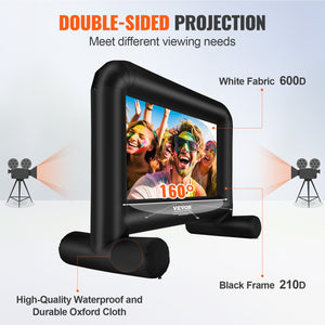 Inflatable Movie Screen | 14ft Outdoor Blow-Up Projector Screen with Blower & Carry Bag | Front/Rear Projection