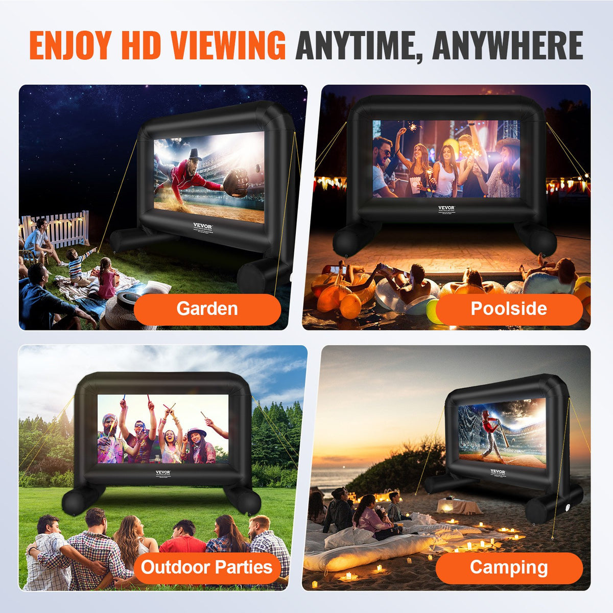 Inflatable Movie Screen | 14ft Outdoor Blow-Up Projector Screen with Blower & Carry Bag | Front/Rear Projection