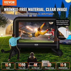 Inflatable Movie Screen | 16ft Outdoor Projector Screen | Front/Rear Projection with Blower & Bag
