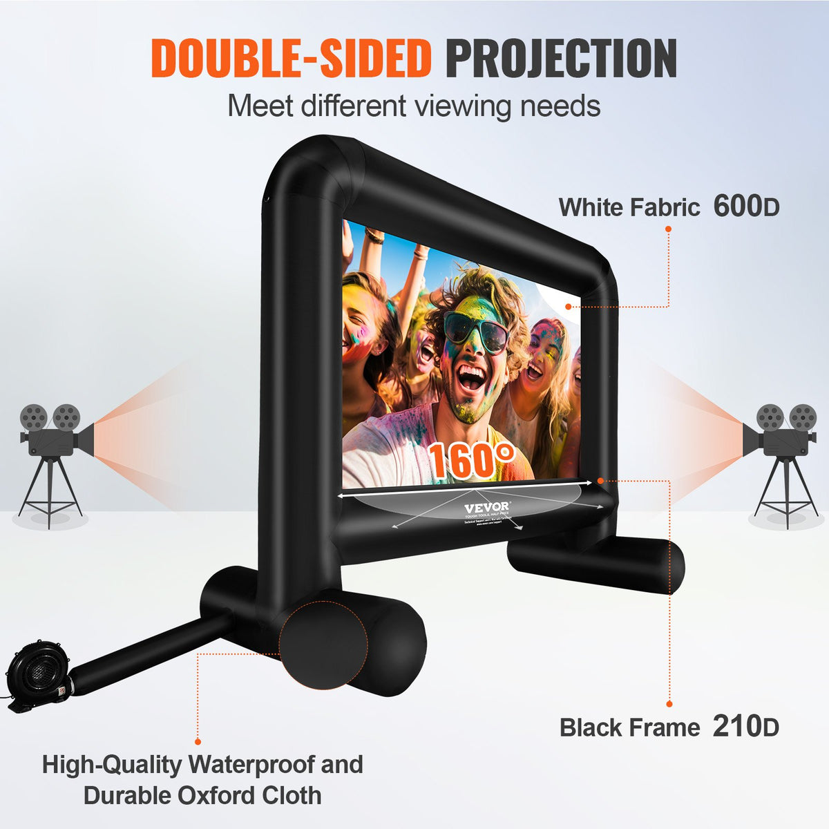 Inflatable Movie Screen | 16ft Outdoor Projector Screen | Front/Rear Projection with Blower & Bag