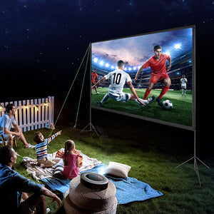 Projector Screen with Stand 150 Inch | 16:9 4K HD Wrinkle-Free Outdoor Movie Screen | Tripod Stand & Carry Bag Included