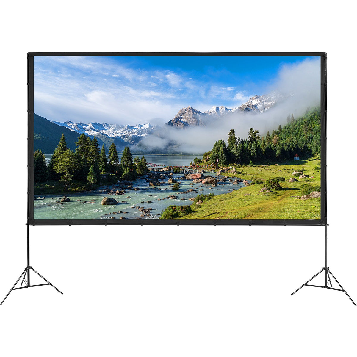 Projector Screen with Stand 150 Inch | 16:9 4K HD Wrinkle-Free Outdoor Movie Screen | Tripod Stand & Carry Bag Included