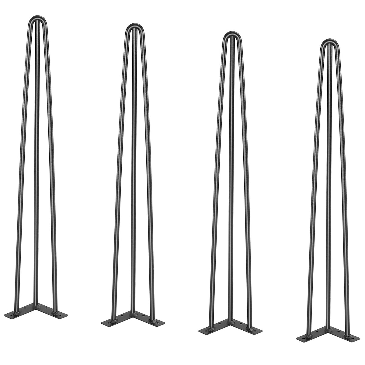 Hairpin Table Legs 0.7m | Set of 4 | 408kg Load Capacity | 3-Rod Solid Carbon Steel Black